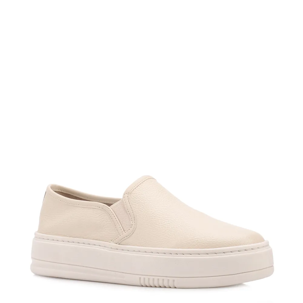 Tênis Off White Couro Slip On