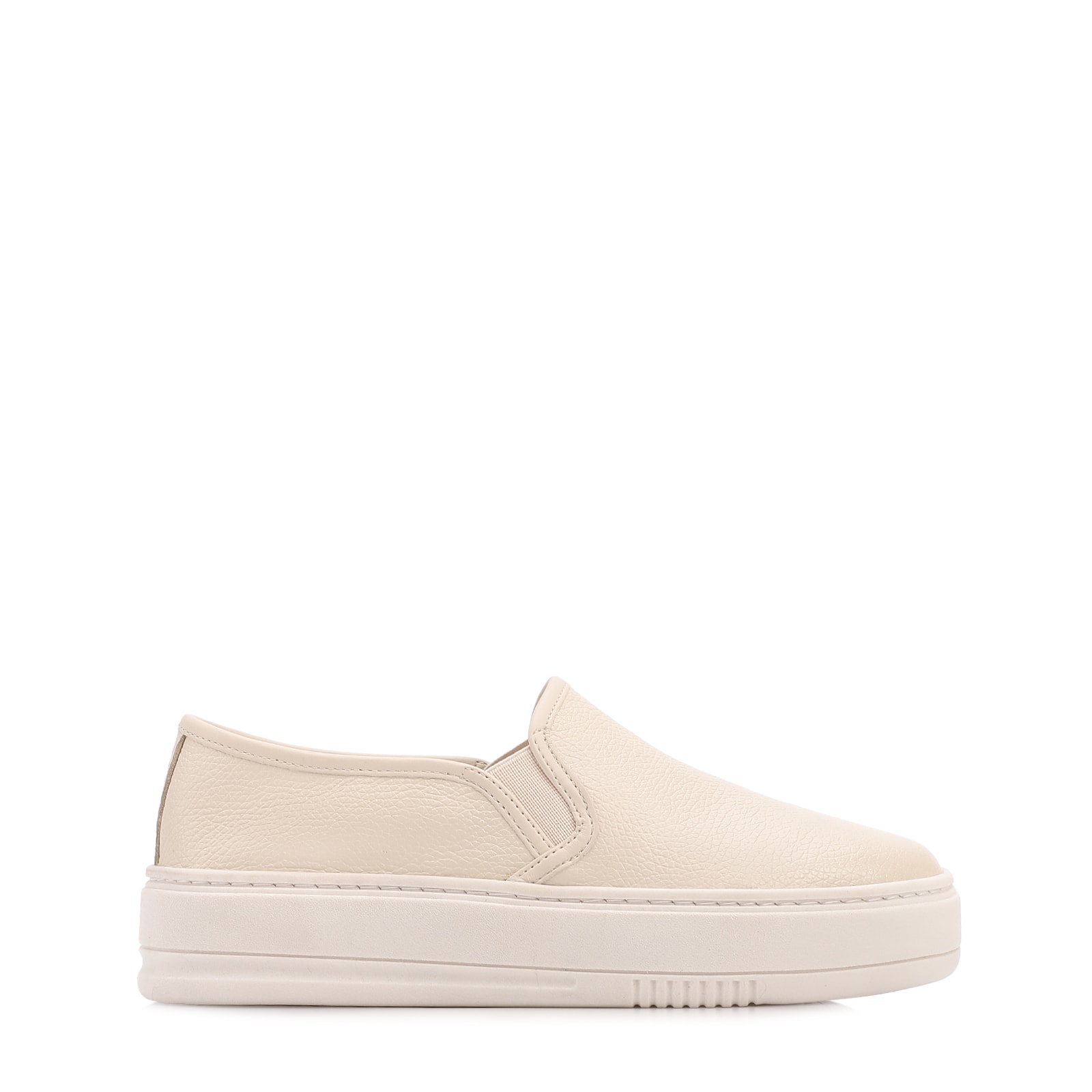 Tênis Off White Couro Slip On