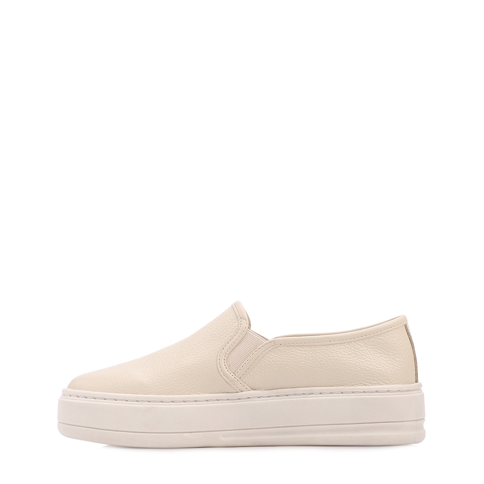 Tênis Off White Couro Slip On