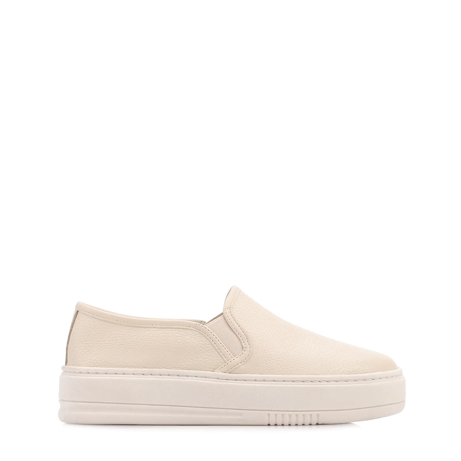 Tênis Off White Couro Slip On