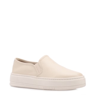 Off White Couro Slip On