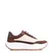 Tênis Plataforma Couro Camurça Marrom/Tela Off White - imagem 3