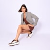 Tênis Plataforma Couro Camurça Marrom/Tela Off White - imagem 9