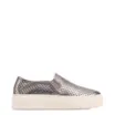 Tênis Prata Couro Recortes Slip On - imagem 2