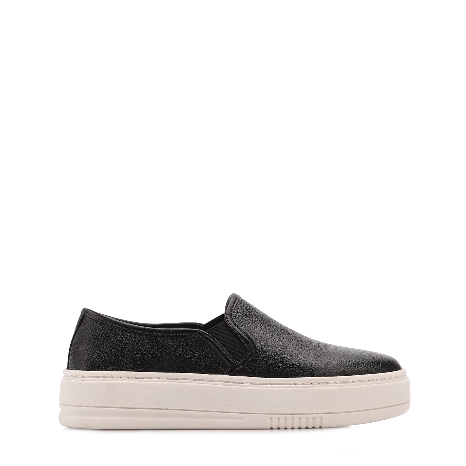 Tênis Preto Couro Slip On