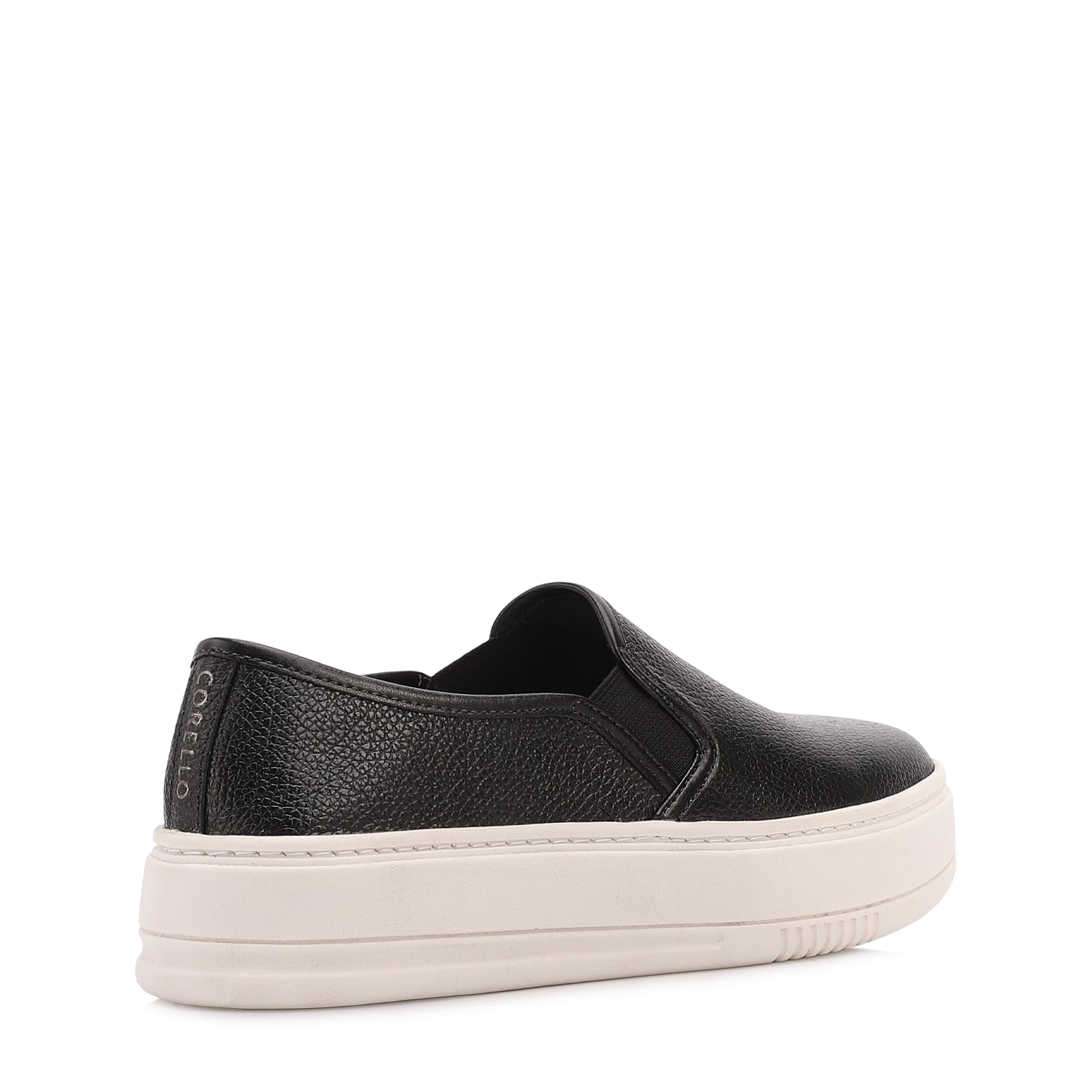 Tênis Preto Couro Slip On