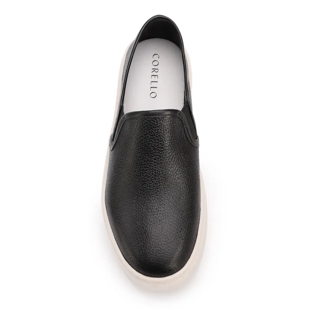 Tênis Preto Couro Slip On - imagem 5