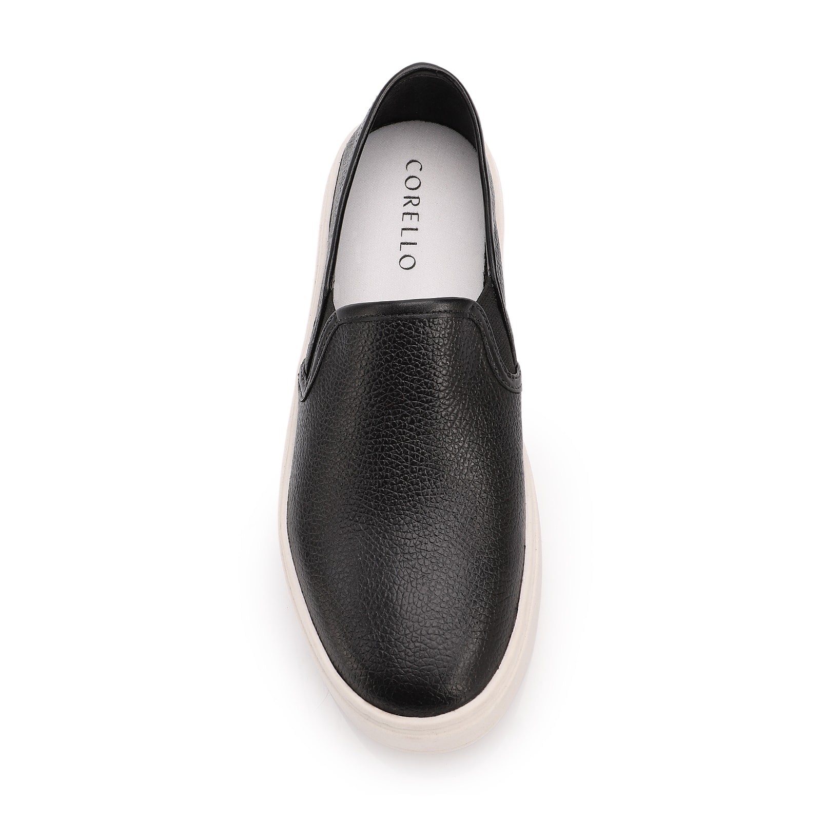 Tênis Preto Couro Slip On