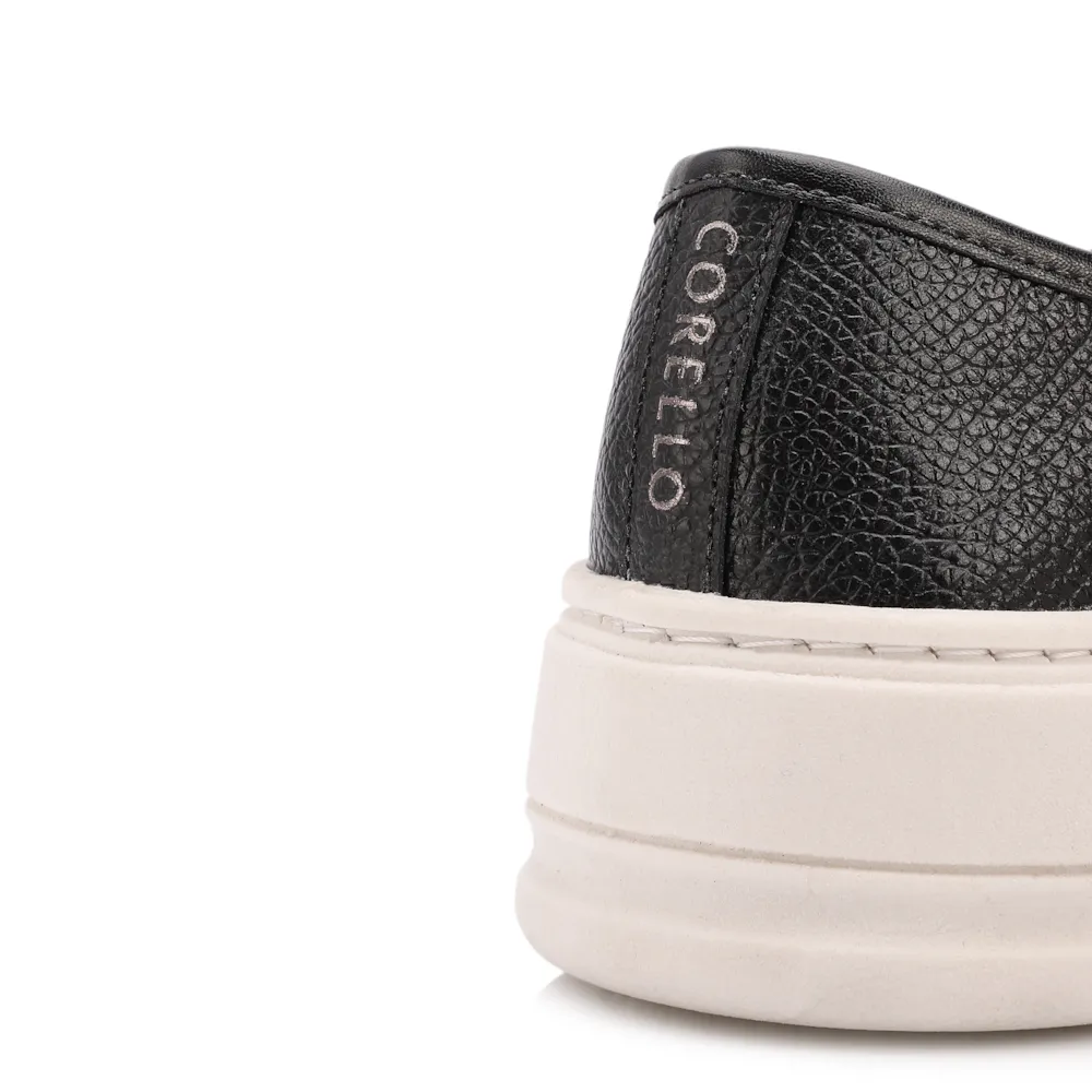 Tênis Preto Couro Slip On - imagem 7