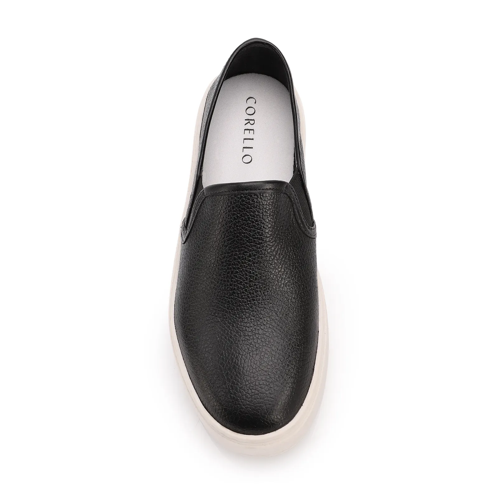 Tênis Preto Couro Slip On