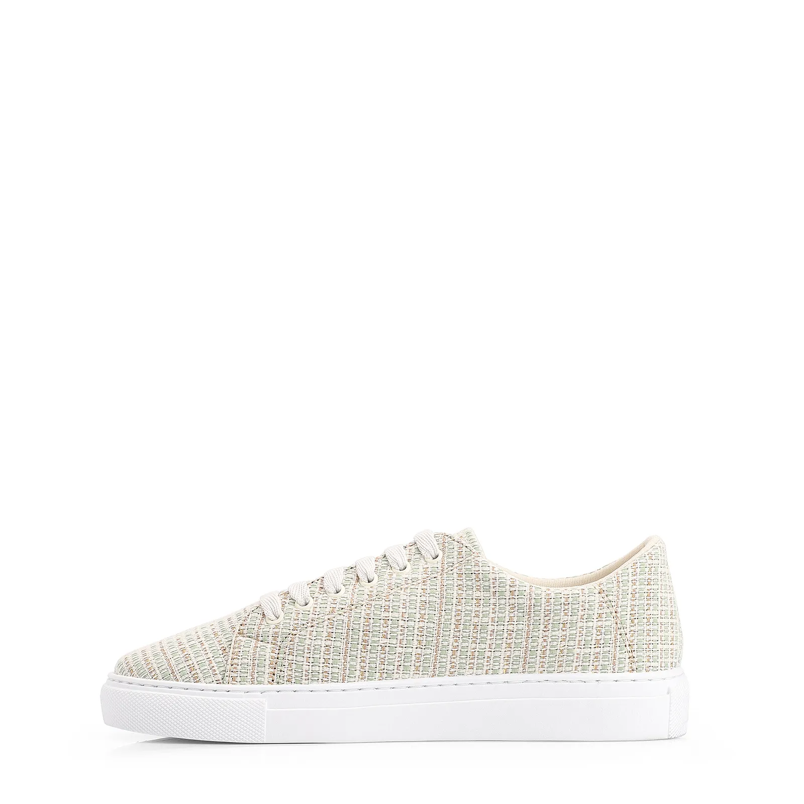 Tênis Tecido Off White/Verde/Dourado