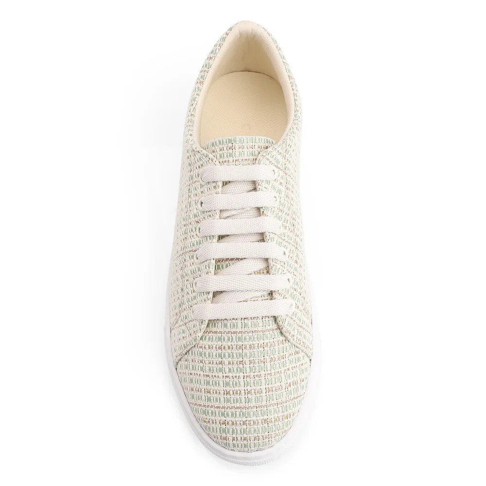 Tênis Tecido Off White/Verde/Dourado - imagem 5
