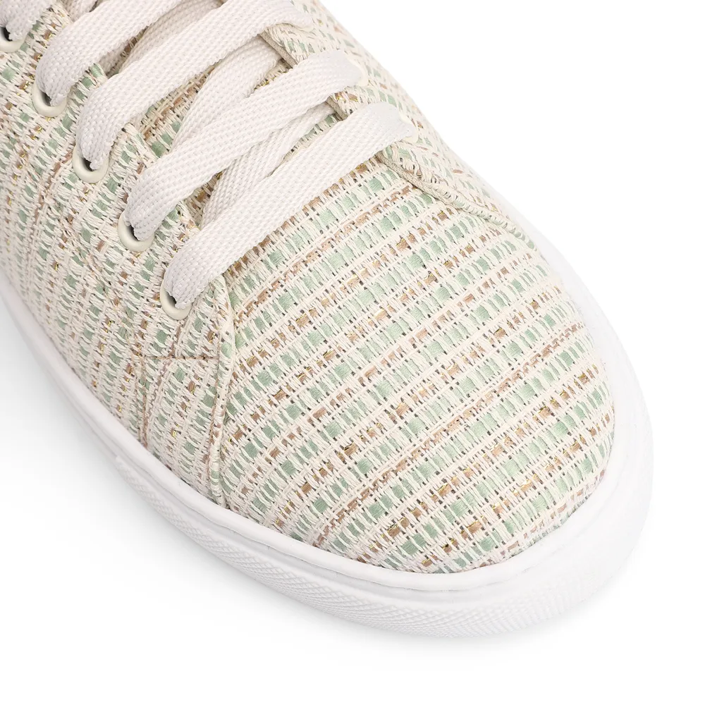 Tênis Tecido Off White/Verde/Dourado - imagem 6