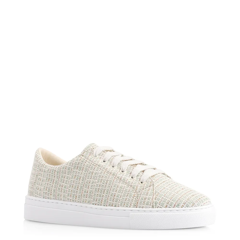 Tênis Tecido Off White/Verde/Dourado