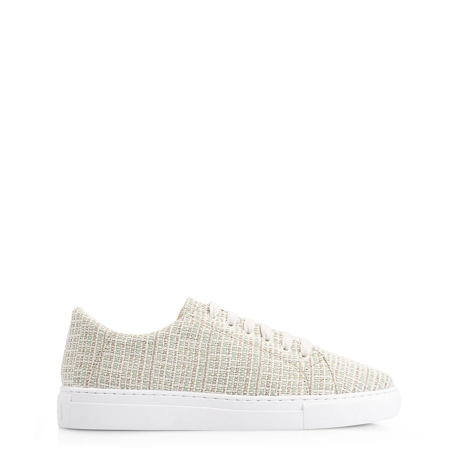 Tênis Tecido Off White/Verde/Dourado