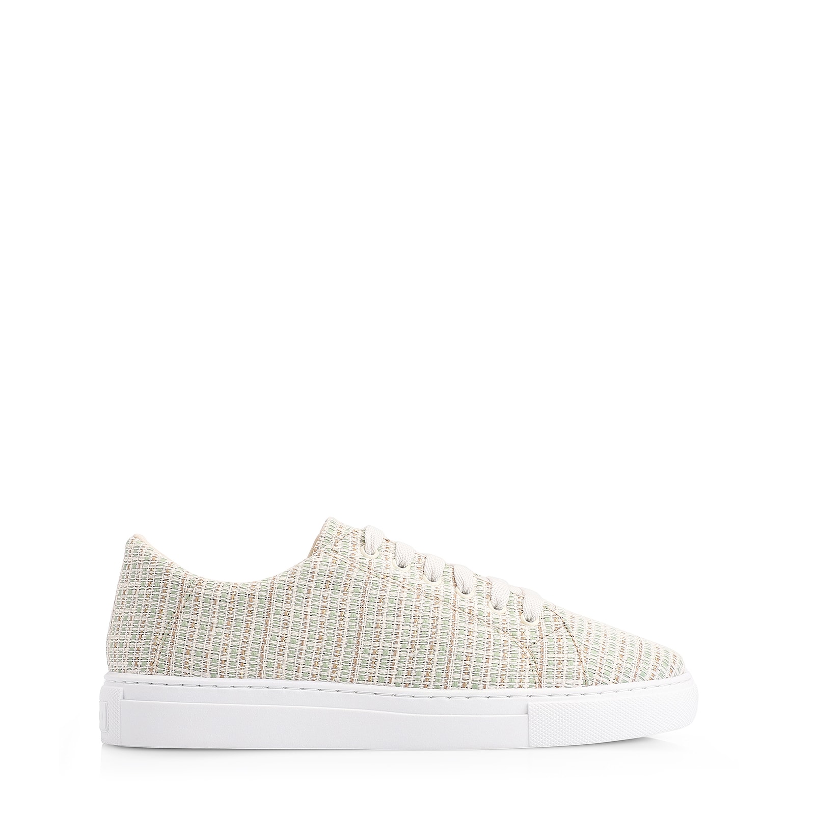 Tênis Tecido Off White/Verde/Dourado