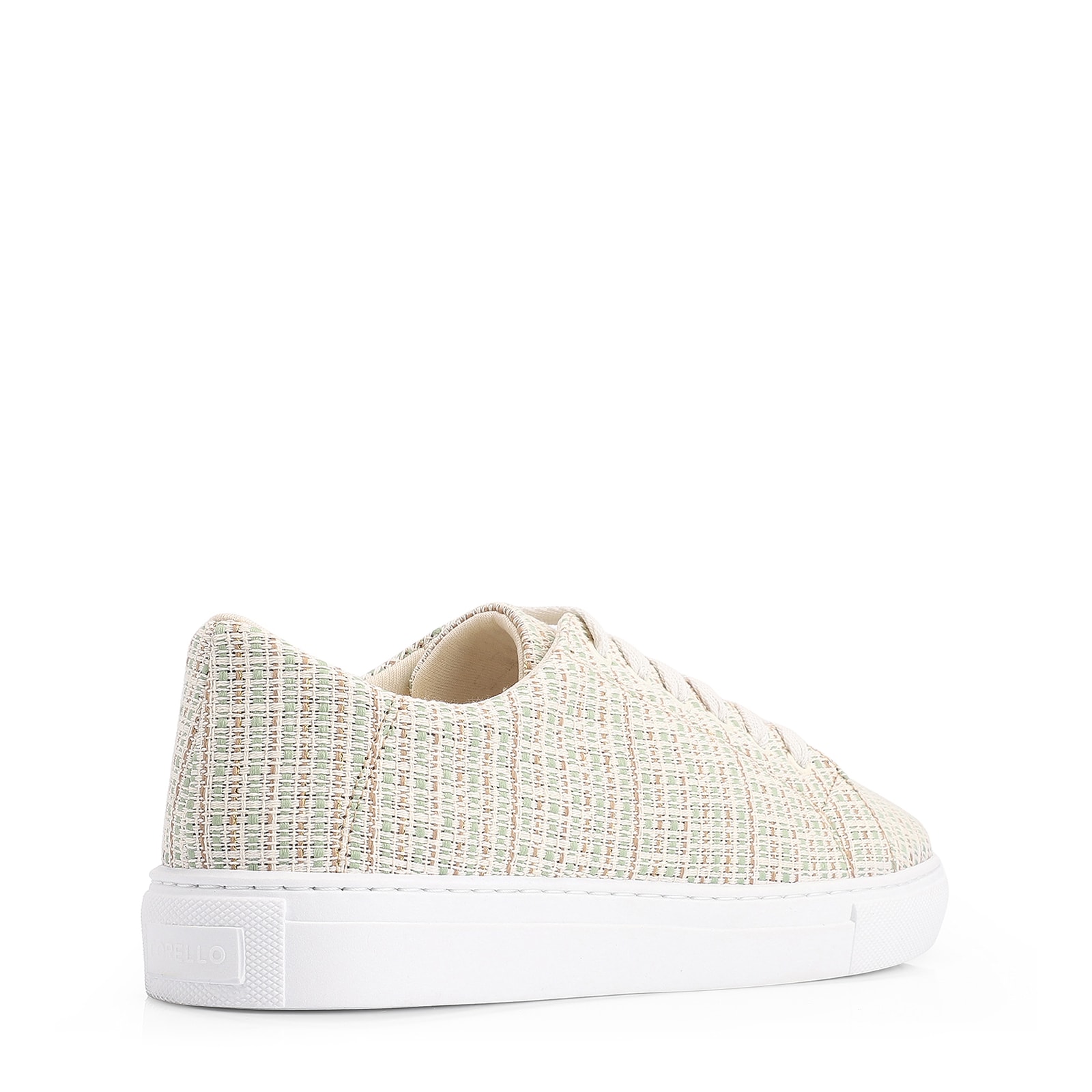 Tênis Tecido Off White/Verde/Dourado